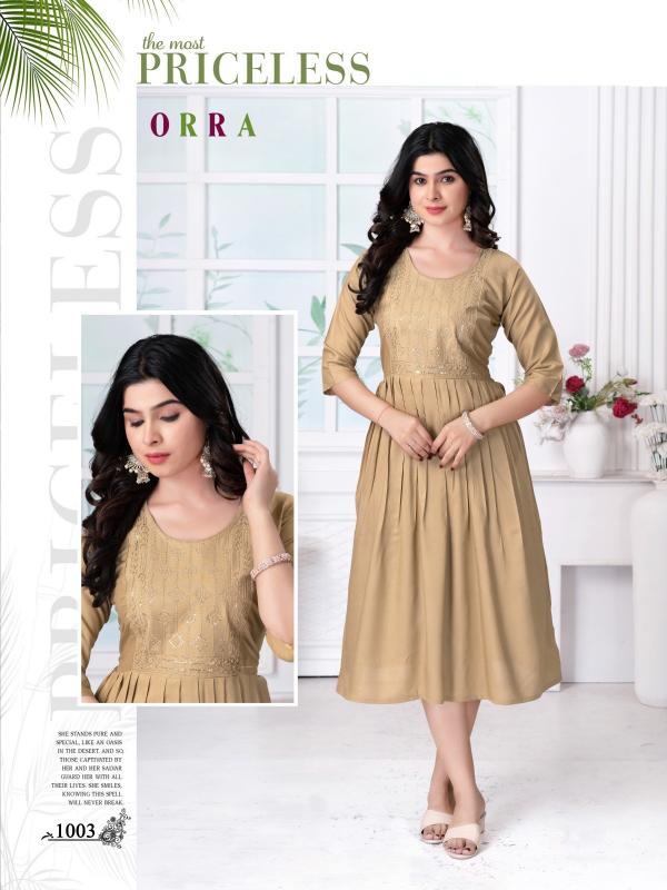 Trendy Orra Plain Rayon Casual Wear Kurtis Collection